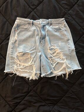 American Eagle Outfitters Light Blue Distressed Denim Jean Shorts